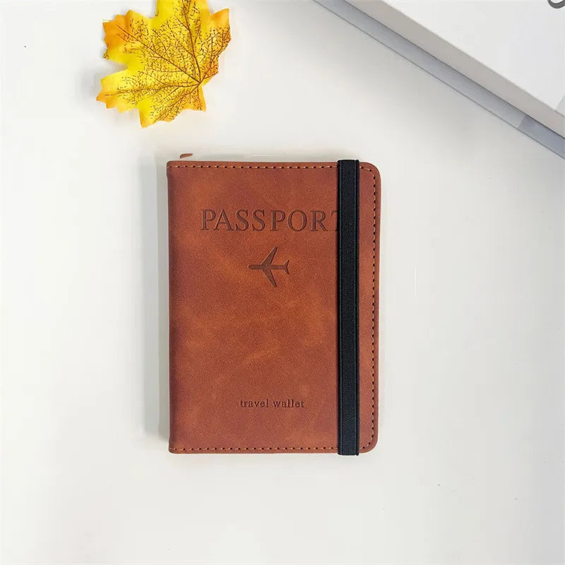 RFID Vintage Business Passport Covers Holder Multi-Function ID Bank Card PU Leather Wallet Case Travel Accessories