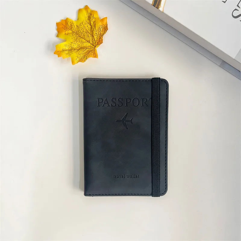 RFID Vintage Business Passport Covers Holder Multi-Function ID Bank Card PU Leather Wallet Case Travel Accessories