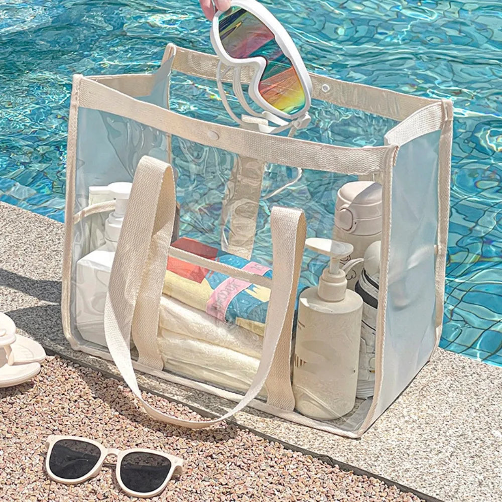 PVC Transparent Makeup Bag Large Capacity Waterproof Swimming Storage Bag Cosmetic Bag Beach Organizer Beach Handbag Fitness