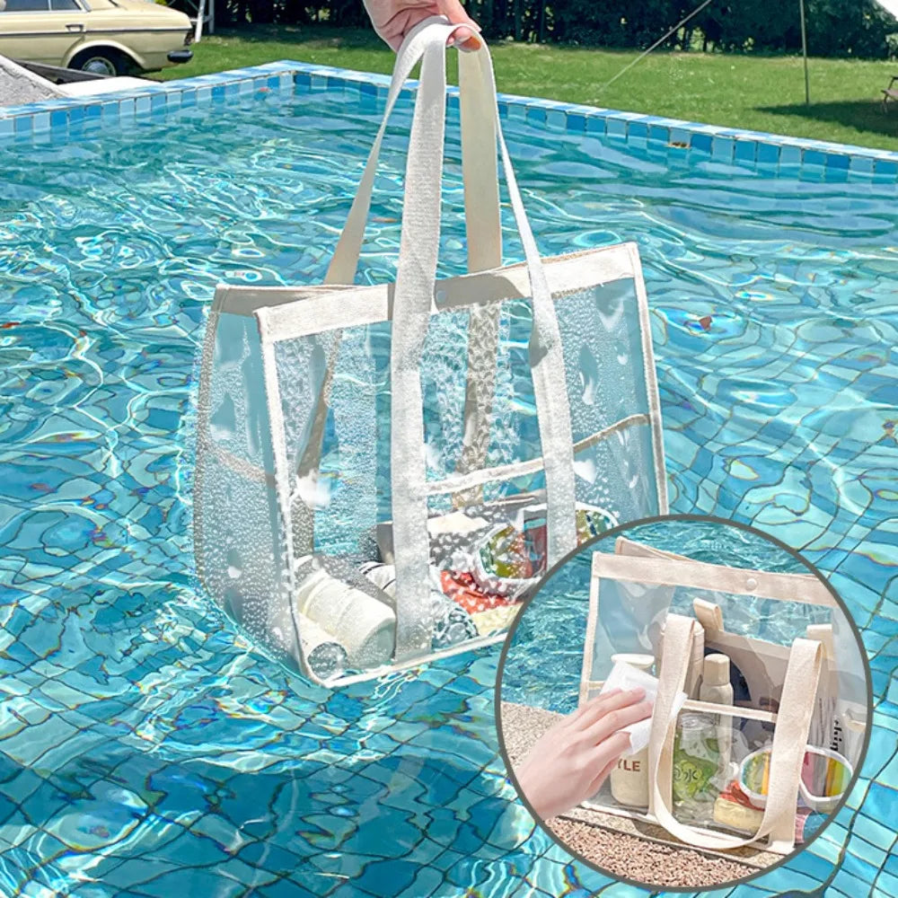 PVC Transparent Makeup Bag Large Capacity Waterproof Swimming Storage Bag Cosmetic Bag Beach Organizer Beach Handbag Fitness