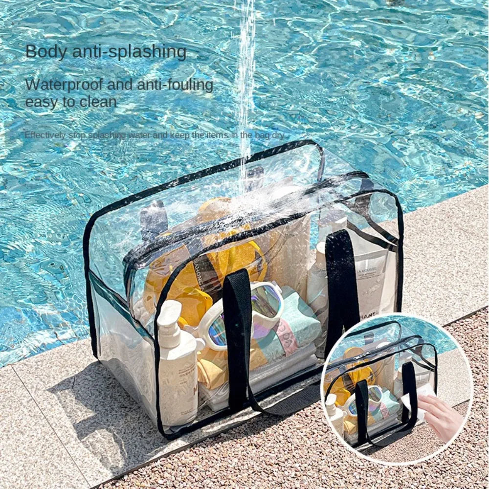 PVC Transparent Makeup Bag Large Capacity Waterproof Swimming Storage Bag Cosmetic Bag Beach Organizer Beach Handbag Fitness