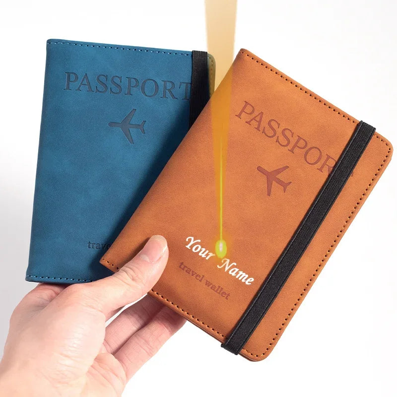 Engraving Customized Name Multi-Function ID Bank Card PU Leather Wallet Case Personalized Gift Business Passport Covers Holder
