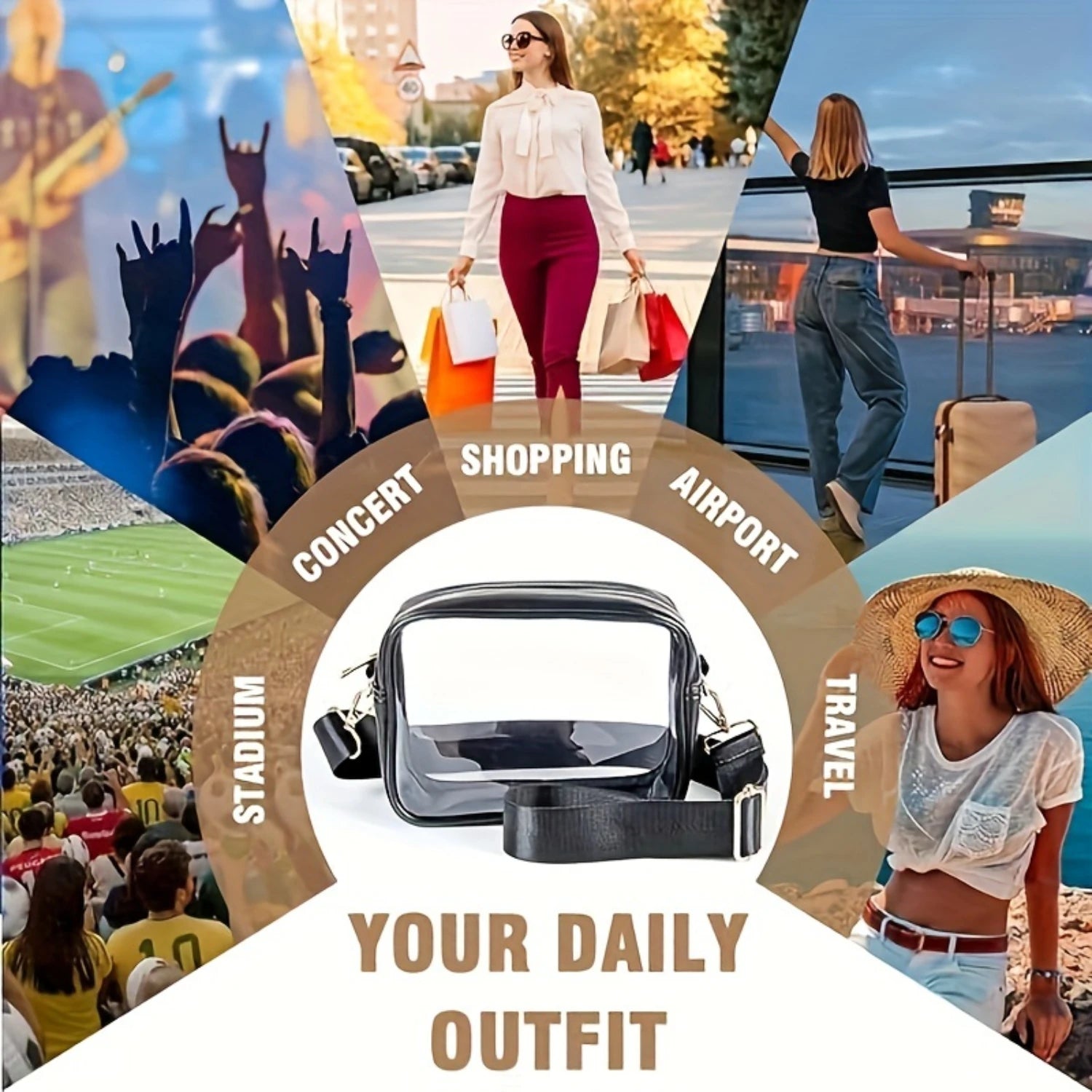 Stadium-Approved Clear Crossbody Bag
